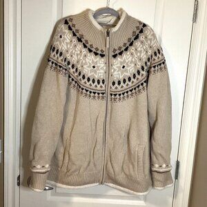 Stormpack Sunice Men's Women's Fleece Lined Fair Isle Sweater Cardigan Size XXL